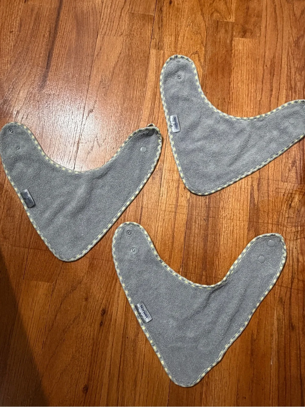 Norwex Baby Bandana Bib Set Gray Absorbent Snap Closure Lot of 3
